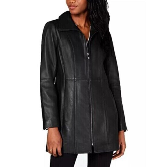 Anne Klein Ultra Soft Lambskin Leather Jacket Size M Classic Grunge 90s Y2k Coat - Picture 1 of 16